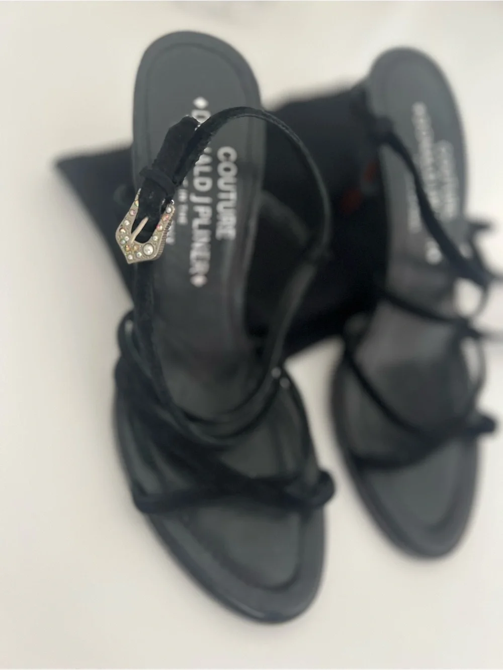 Donald J. Pliner Black Strappy Suede Heel Sandals - Picture 7 of 7